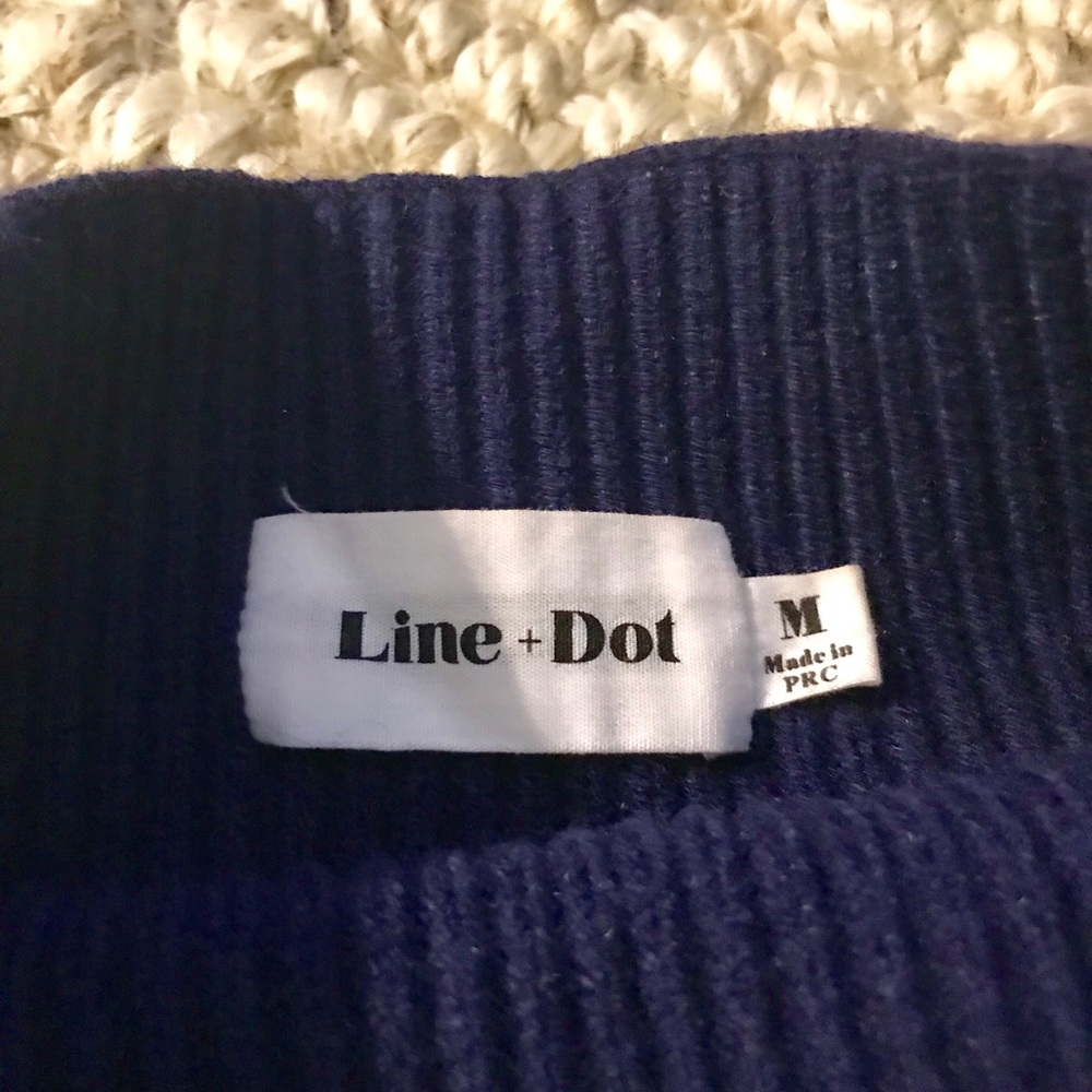 Navy Blue Ribbed Line & Dot Sweater - Picture 2 of 3